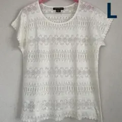 Eddie Bauer 麻混コットンレディース半袖セーター　L〜LL☆新品未使用