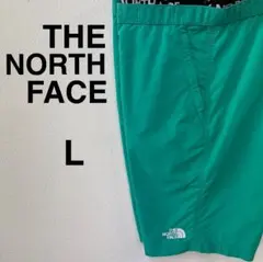 ザノースフェイス☆ハーフパンツ Ｌ　エメラルドグリーン　刺繍ロゴ