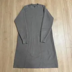UNIQLO スフレヤーンモックネックワンピース　ベージュ　L