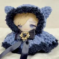 ぬい服 10cm 猫耳 ラメ ケープ 黒猫 ゴシック ファー にじぱぺっと