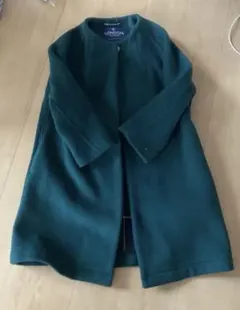 LONDON TRADITION ノーカラーダークグリーン ロングコート