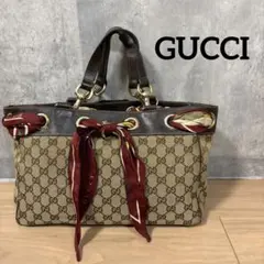 グッチ GUCCI GGキャンバス スカーフ付 トートバッグ ショルダーバッグ