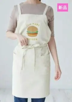 新品　ハンバーガー柄エプロン　保育士エプロン　カフェエプロン　M