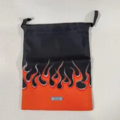 【美品】PRADA ノベルティ 巾着 布袋 ポーチ 炎柄 オレンジ×ブラック