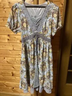 axes femme アクシーズファム 花柄 ワンピース 水色