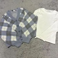 ラブトキシック LOVETOXIC アーガイルニットTシャツSETサックス新品