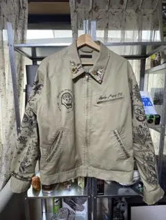 ベージュ スカル プリント ジャケット