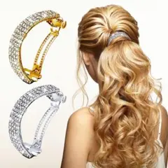 ブランド: KURIPU　2個セット　高品質シルバージルコンヘアバレッタ