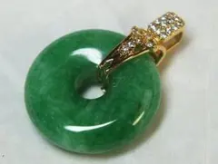 特売品★ミャンマー翡翠２０ｍｍ平丸玉ペンダントトップ