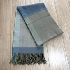 ANTEPRIMA 青、グレー系フリンジ付きマフラー