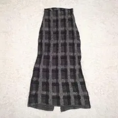 E1182 JEANASIS ロングスカート　チェック柄　グレー　スリット