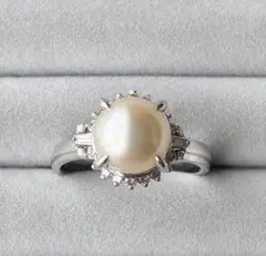 プラチナ900ダイヤモンド0.02ct 本真珠 指輪 リング 10号 プラチナ900ダイヤモンド0.02ct 本真珠 指輪 リング 10号 - メルカリ