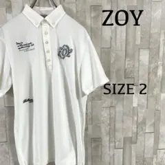 古着 ZOY 半袖ポロシャツ ロゴ刺繍 サイズ2 ホワイト ゴルフウェアのサムネイル