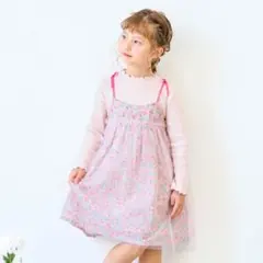 らむね様専用‼️ アプレレクール　花柄　チュールワンピース　ピンク 90cm