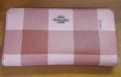 コーチCOACH長財布赤チェック柄