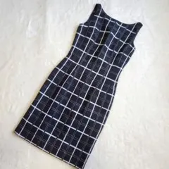 QUEENS COURT 　ひざ丈ワンピース　 黒と白のチェック　Y2K　お姉系