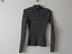 H&M エイチアンドエム ハイネック リブニット ミックスグレー XS