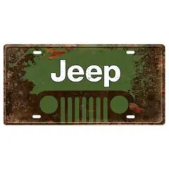 jeep ジープ ナンバープレート型ブリキ看板　レトロ調メタルサイン