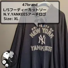 47Brand ヤンキース 薄手フード付きロンT XL ビッグシルエット 古着