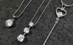大粒ジルコニア他 ペンダント ネックレス 3点 SV925 #1577-73