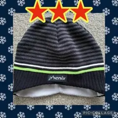 【美品】phenix ストライプデザイン 帽子　キッズ　ジュニア　スキー　防寒