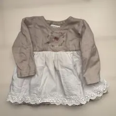 mamaraku ベージュ刺繍トップス　チュニック80