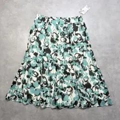 j1147 新品　東京スタイル　セーヌドゥー 花柄フレアスカート 9号 緑系