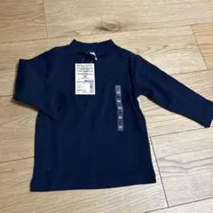 MUJI ハイネック長袖Tシャツ 80 ネイビー