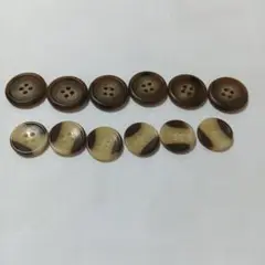 ⑤　ブラウン系 4穴ボタン 12個セット