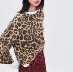 新品 ZARA ザラ レオーパード柄 ソフトニット
