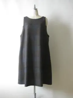 ウール混ツイードチェックノースリーブワンピース