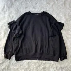 SUGARSPOON〔F〕裏起毛 フリル オーバーサイズ スウェット トレーナー