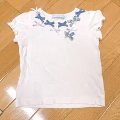 タルティーヌエショコラ リボン装飾 白 Tシャツ 90のサムネイル