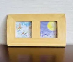 木製 2連 フォトフレーム ナチュラル
