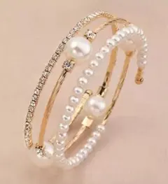 新品　パール　ブレスレット　ゴールド　3連　おしゃれ　可愛い　アクセサリー