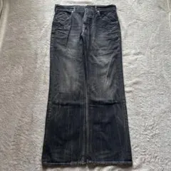 リメイクデニム ワイドパンツ 切替 フェード ヒゲ y2k 平成 vol.224 