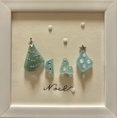 シーグラスアート クリスマス NOEL ハンドメイド