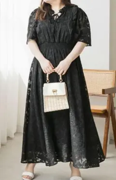 CLETTオリジナル シアー素材 花柄ロングワンピース LLサイズ