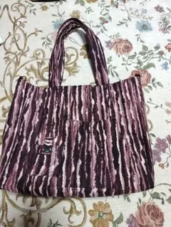 着物リメイク　ピンク系ストライプ ハンドバッグ 中型