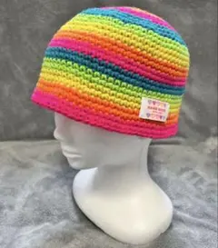 【ハンドメイド】クロシェハット バケットハット レインボー★タグ付き★