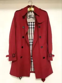 希少カラー✨バーバリーロンドン　トレンチコート　ベルト ミドル　赤　ノバチェック BURBERRY（トレンチコート ・ レッド/赤色系）のフリマアイテム一覧