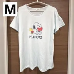 PEANUTS スヌーピー Tシャツ M 水色 ブルー 半袖 スイカ柄