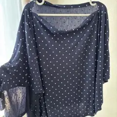 授乳ケープ ネイビー 水玉模様 収納袋付き