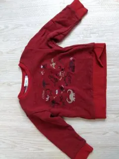 スラップスリップ恐竜刺繍 赤 トレーナー 100cm