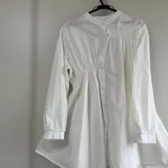 ホワイト コットン フレアシャツ 長袖