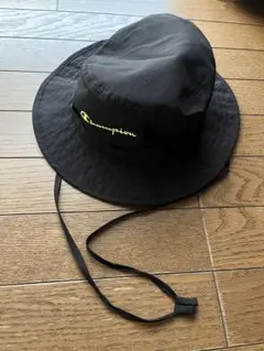 【未使用】Champion チャンピオン サファリハット ブラック　紐付き