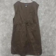 GAP チュニックワンピース ノースリーブ Vネック 重ね着 ブラウン M