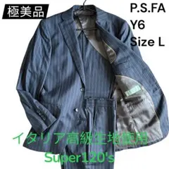 美品 P.S.FA Platinum Super120’s Y6 紺 ストライプのサムネイル
