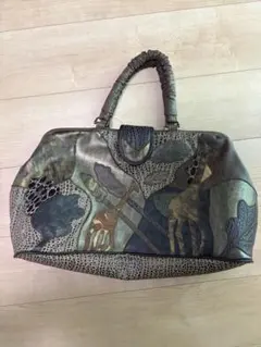 【専用】ミナペルホネン/ウルフ＆フラワー/ワイヤーヌメ革ボストン 専用】ミナペルホネン/ウルフ＆フラワー/ワイヤーヌメ革ボストン