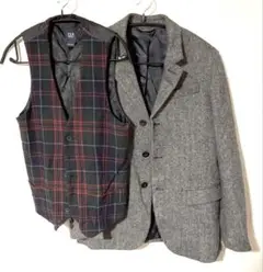 OLD GAP ツイードジャケット チェックジレ 2点セット